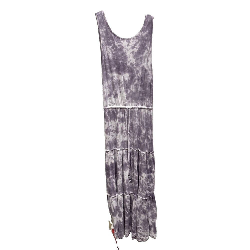 Knox Rose Women XS Maxi Tiered Lavender Tie Dyed Sleeveless Dress Drawstring